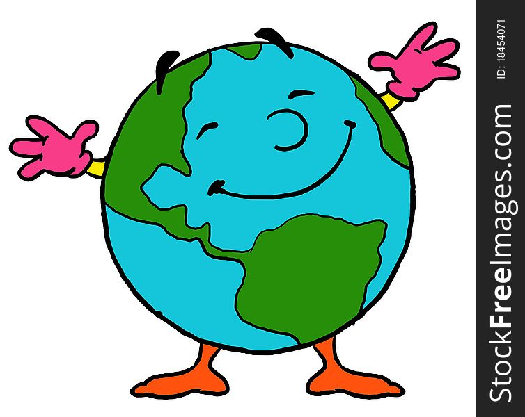 A Happy Green and Blue globe