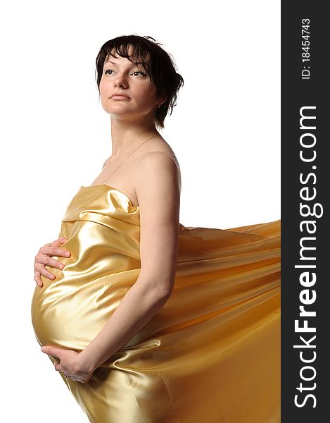 Pregnant Woman In Golden Tissue