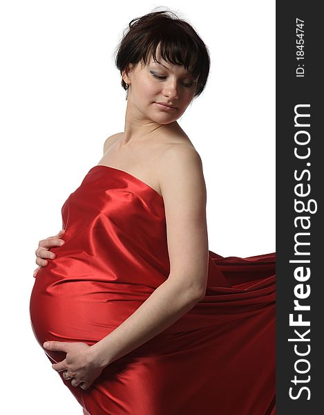 Pregnant Woman In Red Tissue