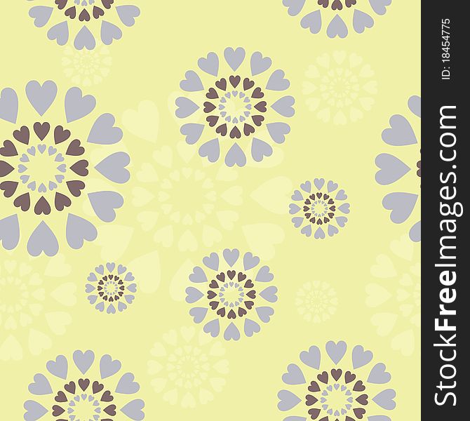 Seamless background with decor circles on yellow