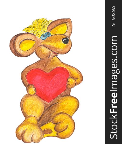 Mouse holding a Valentine heart, the illustration for yours design, postcard, album, cover, scrapbook, etc. Mouse holding a Valentine heart, the illustration for yours design, postcard, album, cover, scrapbook, etc.