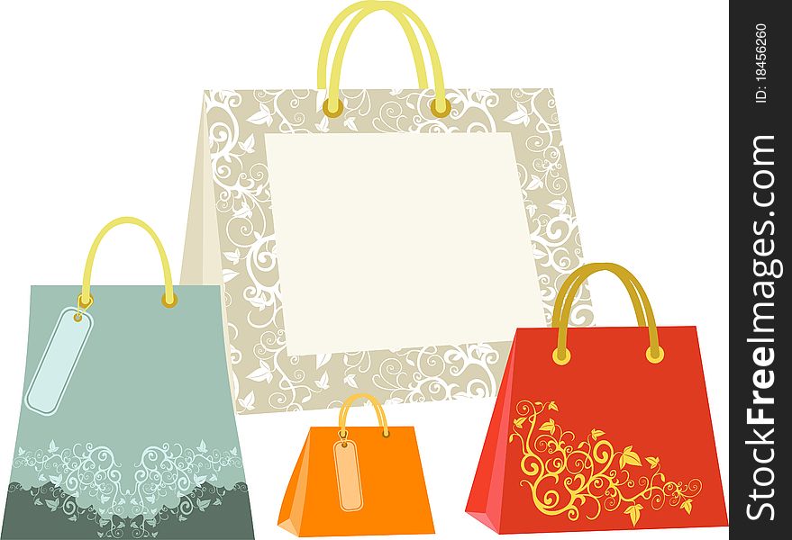Shopping bags in different colors and sizes
