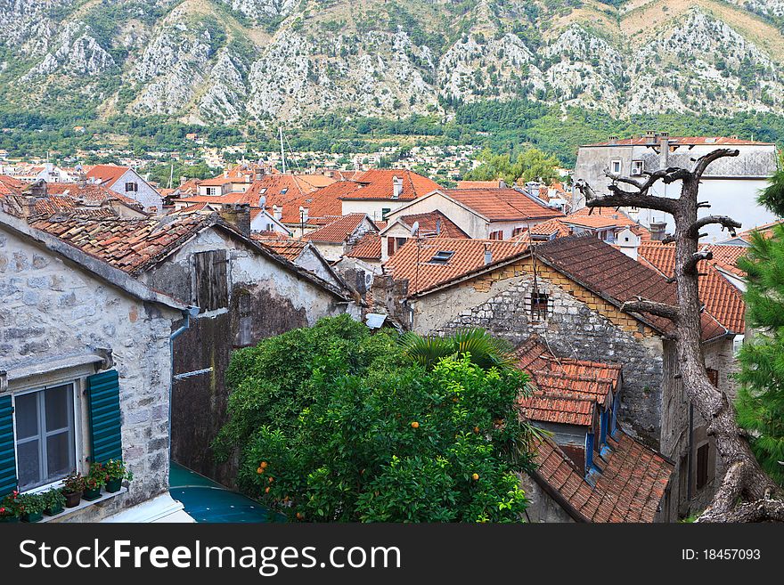 Terracotta rooftops of Kotor old town Montenegro. Terracotta rooftops of Kotor old town Montenegro