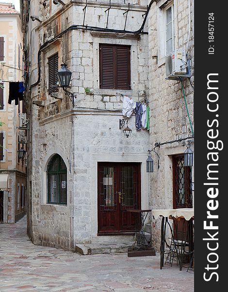 Ancient stone houses in Unesco protected Kotor old town Montenegro. Ancient stone houses in Unesco protected Kotor old town Montenegro