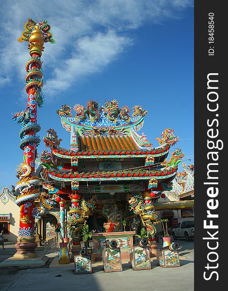 Chinese temple with the blue sky