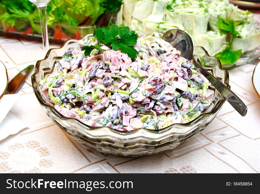 Bowl with a salad made from bean