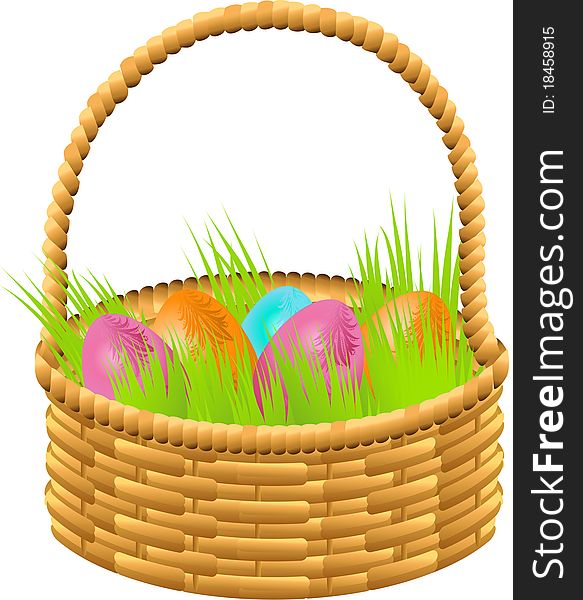 The illustration contains the image of Easter basket
