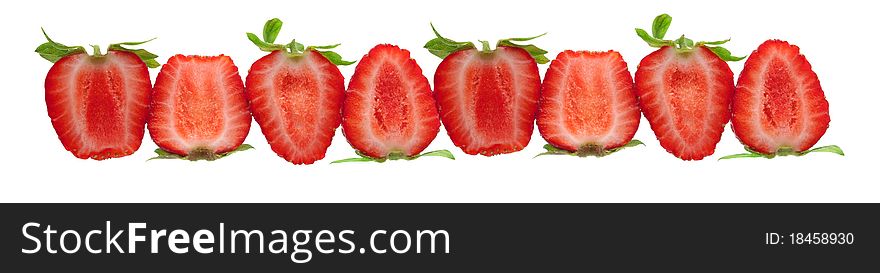 Number of cut fresh strawberries