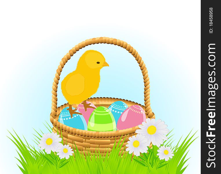 The  illustration contains the image of Easter basket