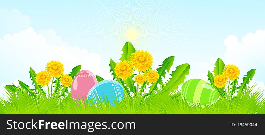 The vector illustration contains the image of Easter background