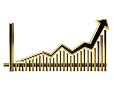 Golden Business Graph With Arrow Up Royalty Free Stock Image