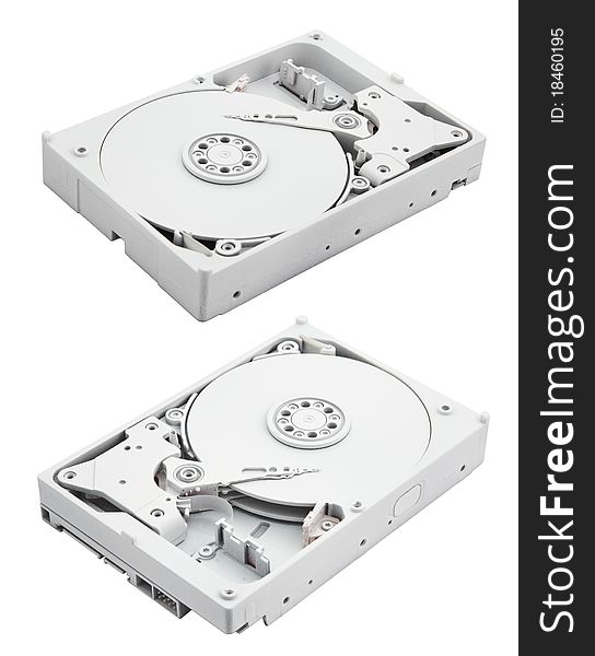 Computer hard disk with clipping path isolated on white background