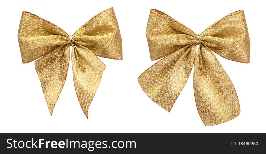 Isolated golden satin bows