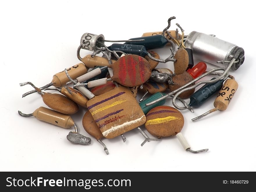 A stack of old and used electronic parts. A stack of old and used electronic parts