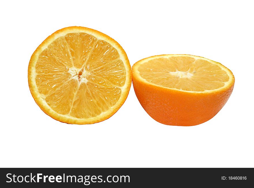 Sliced orange isolated on white background with clipping path
