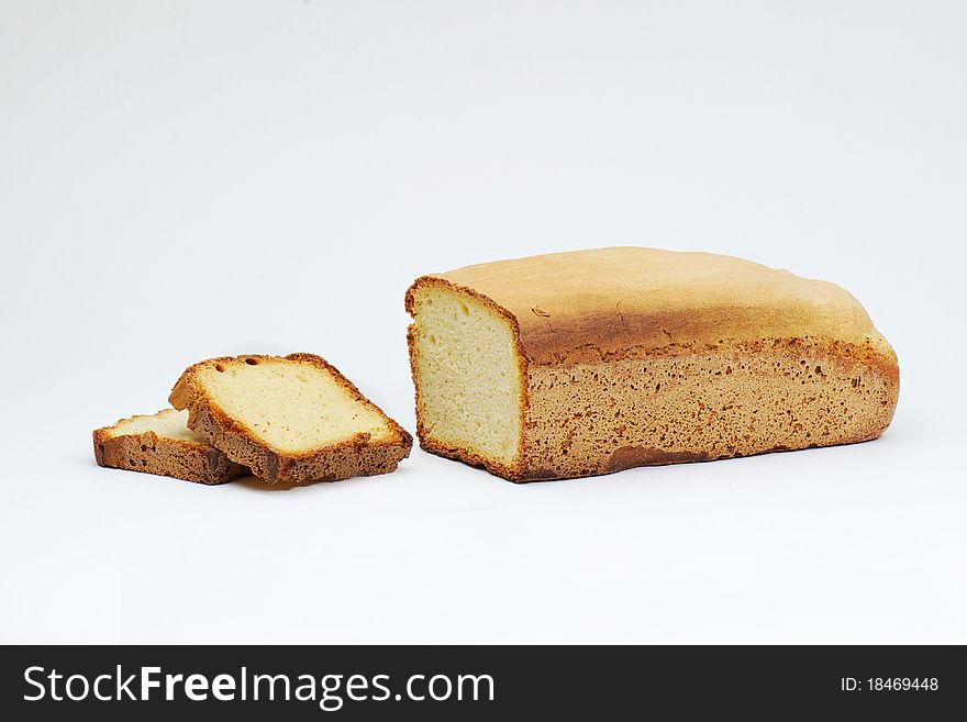 A loaf of bread on white background