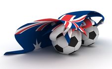 Two Soccer Balls Hold Australia Flag Royalty Free Stock Photos Two Soccer Balls Hold Australia Flag Royalty Free Stock Photos