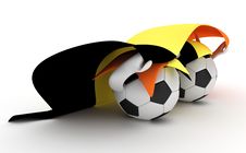 Two Soccer Balls Hold Belgium Flag Stock Image