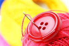 Colored Thread, Needles Stock Images Colored Thread, Needles Stock Images
