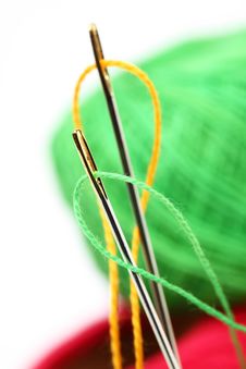 Colored Thread, Needles Royalty Free Stock Photography Colored Thread, Needles Royalty Free Stock Photography