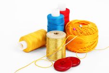 Colored Thread, Needles Royalty Free Stock Photos Colored Thread, Needles Royalty Free Stock Photos