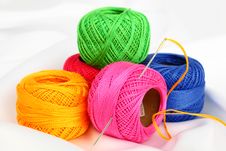 Colored Thread, Needles Stock Photos Colored Thread, Needles Stock Photos