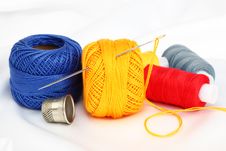 Colored Thread, Needles Royalty Free Stock Image Colored Thread, Needles Royalty Free Stock Image