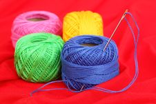 Colored Thread, Needles Stock Photography Colored Thread, Needles Stock Photography