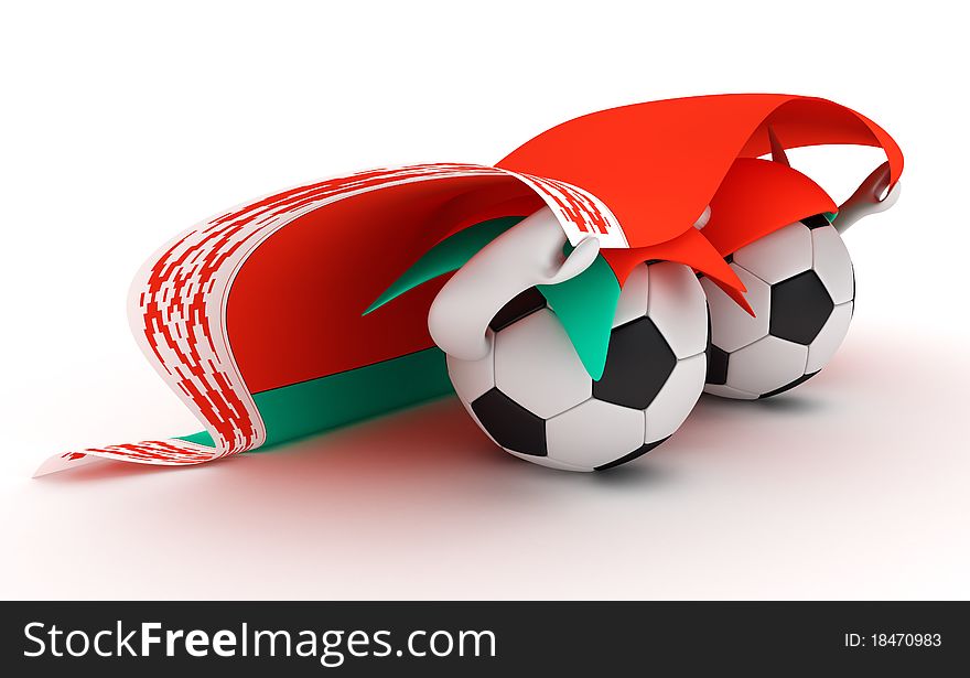 3D cartoon Soccer Ball characters with a Belarus flag. 3D cartoon Soccer Ball characters with a Belarus flag.