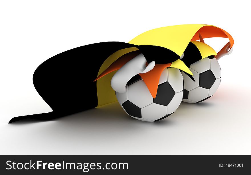 Two Soccer Balls Hold Belgium Flag