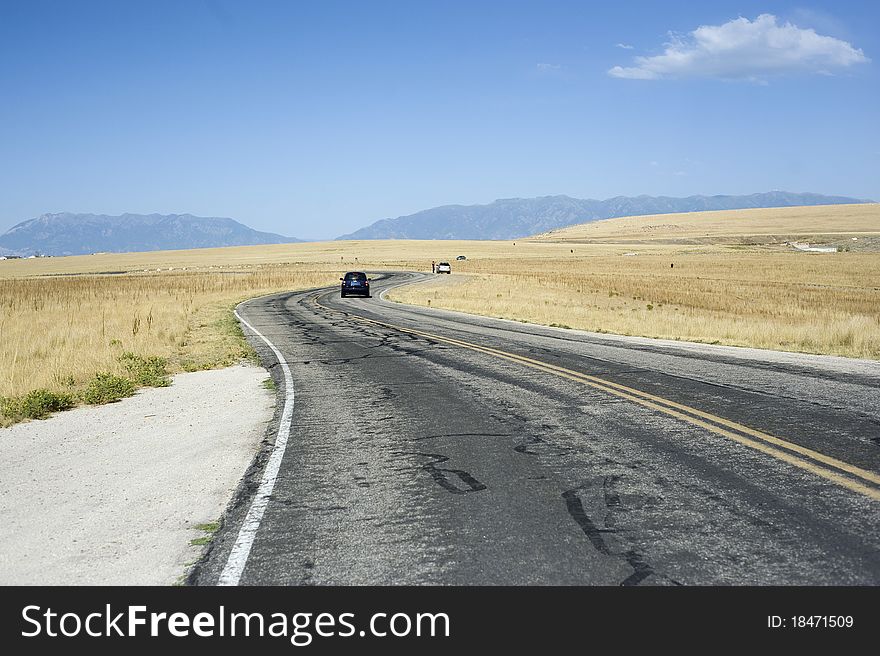 Winding Road In Antelope Island in Utah