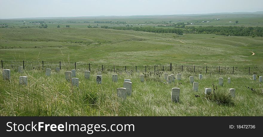 Tombstone in the battlefield, gravestone monument in Montana, historic battlefield. Tombstone in the battlefield, gravestone monument in Montana, historic battlefield