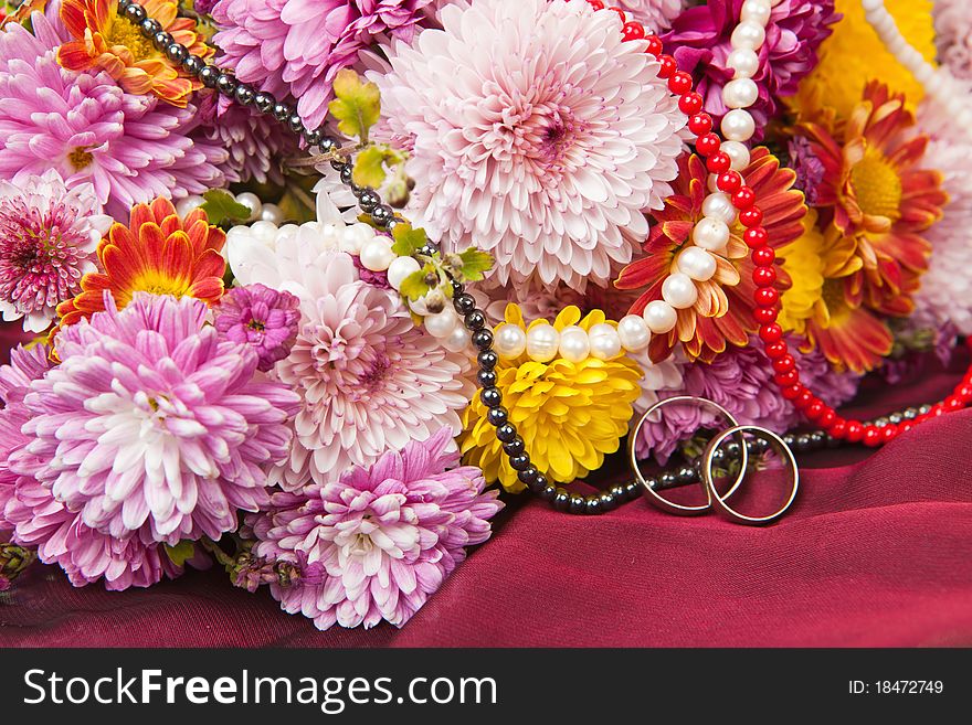 Chrysanthemum  and wedding rings