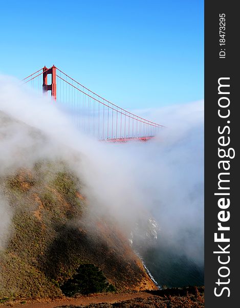 Morning Fog rolling in through the San Francisco bridge.