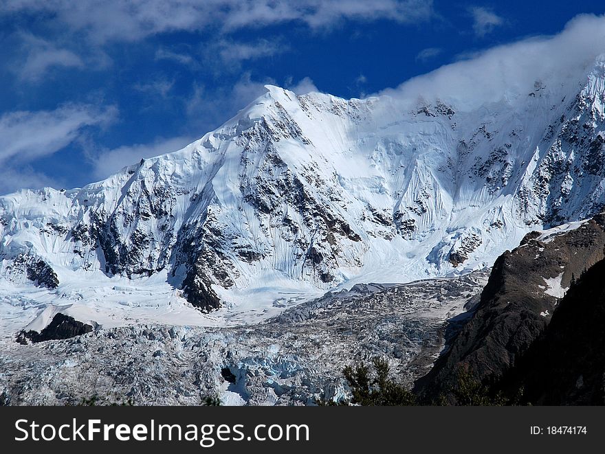 A snow covered peak on Tibet Plateau. A snow covered peak on Tibet Plateau.