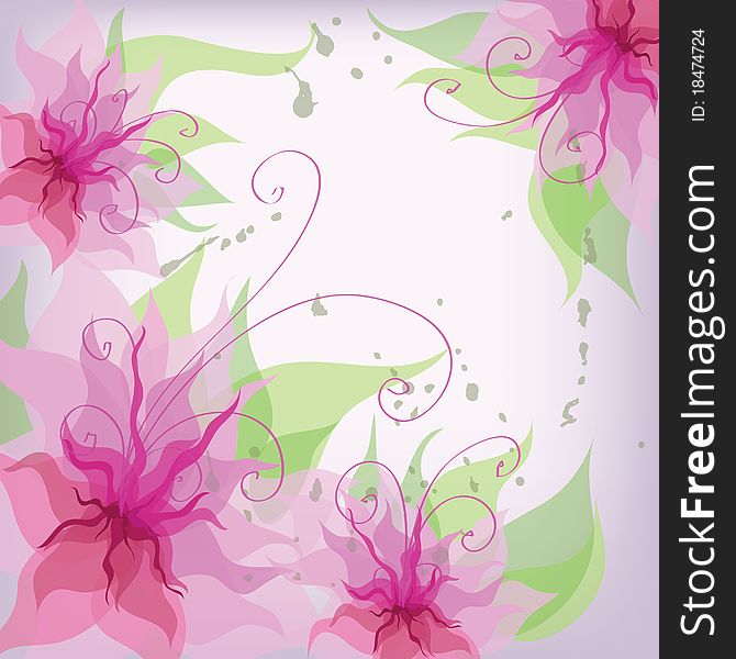 Abstract background with pink flowers