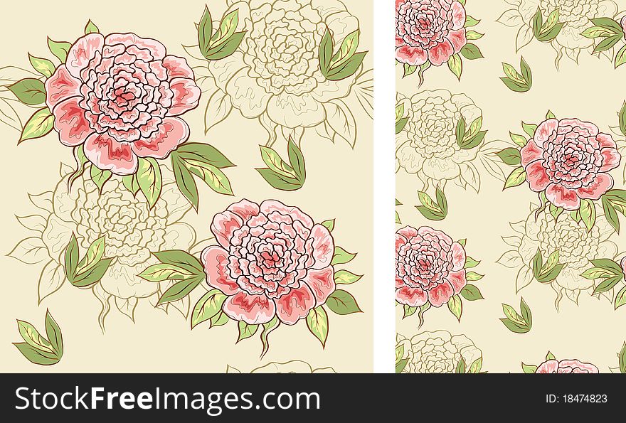 Seamless background with pink peonies. Seamless background with pink peonies