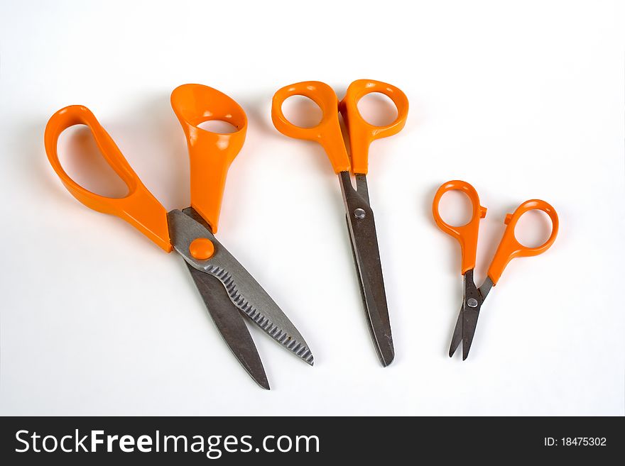 This is a photo from three different size scissors. This is a photo from three different size scissors.