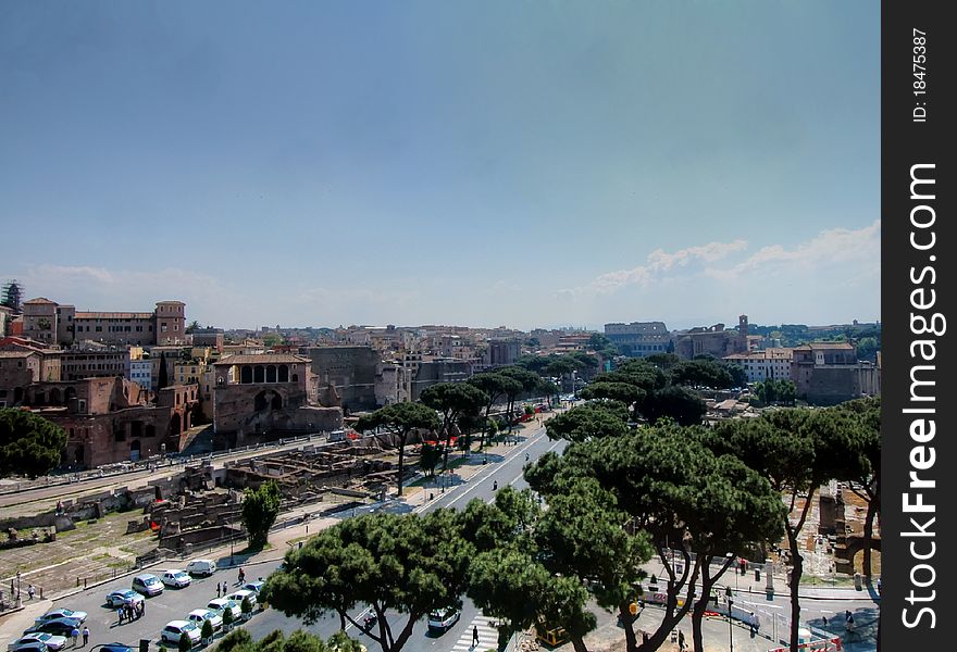 Overview of the way of the Imperial Forum in Rome