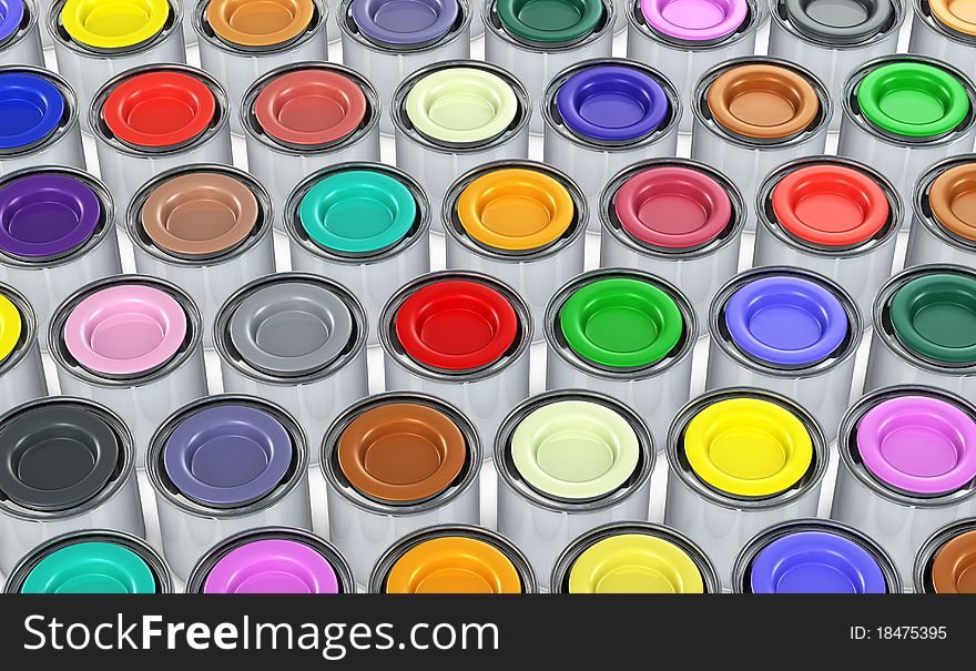Top view of many color tins in different colors