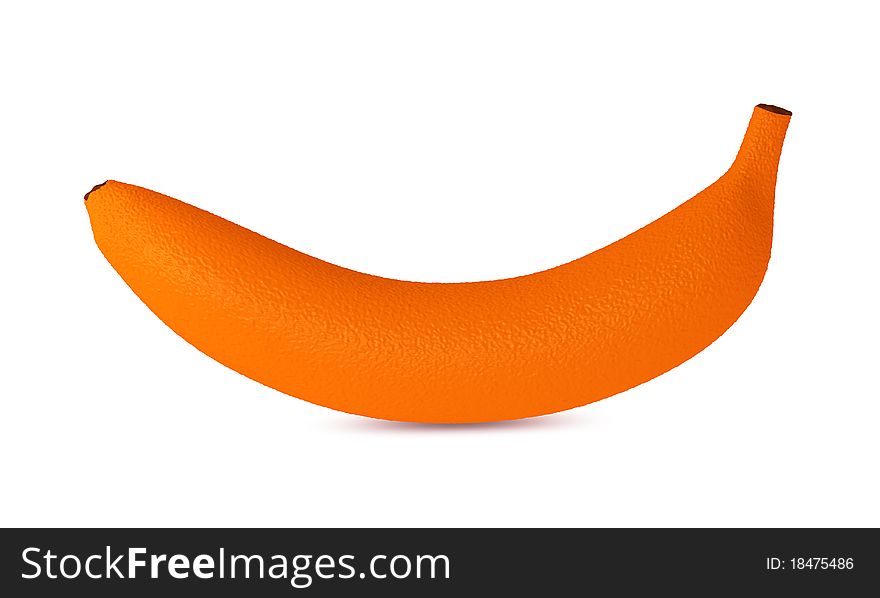 One 3d render of a banana mixed with an orange. One 3d render of a banana mixed with an orange