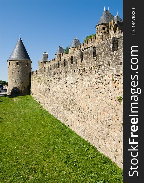 Tower And Moat Of Carcassonne Chateau