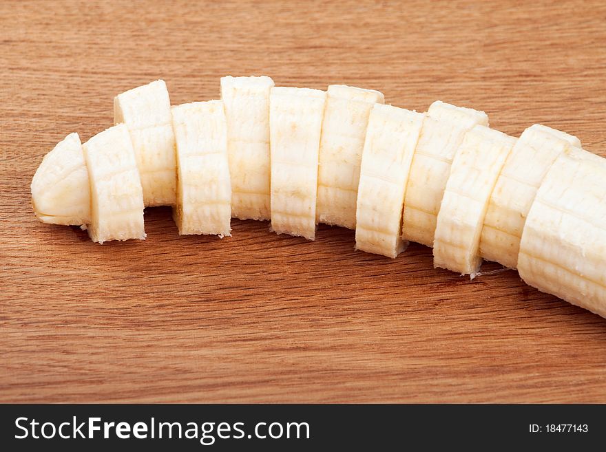 Closeup shot of tender banana slices