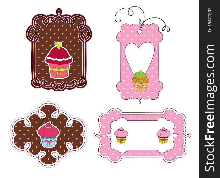 Stickers and tags design with muffins