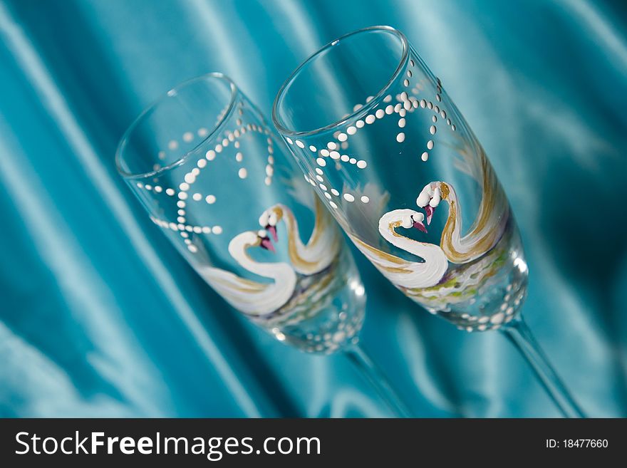 Champagne glasses.Wine glasses Swans. Champagne glasses.Wine glasses Swans