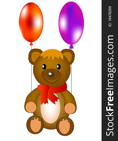 Nursery toy bear and inflatable balls. Nursery toy bear and inflatable balls