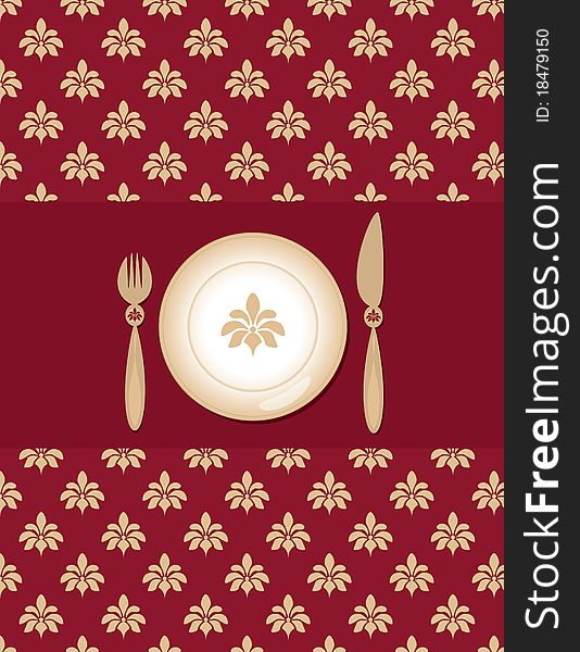 Original background with a table set for registration of menu. Original background with a table set for registration of menu