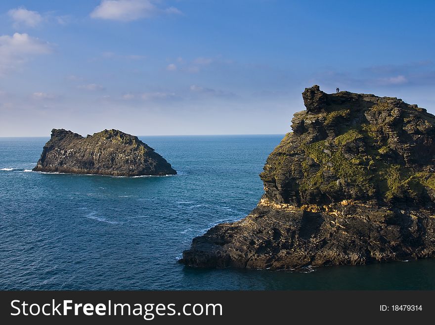 View out to sea from the mouth of the harbour at Boscastle. View out to sea from the mouth of the harbour at Boscastle