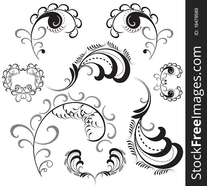 Set of floral design elements. Vector eps10 illustration