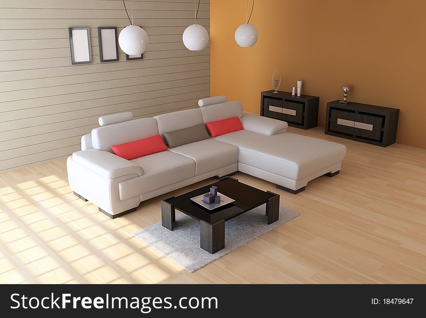 The 3d rendering indoor sitting room. The 3d rendering indoor sitting room